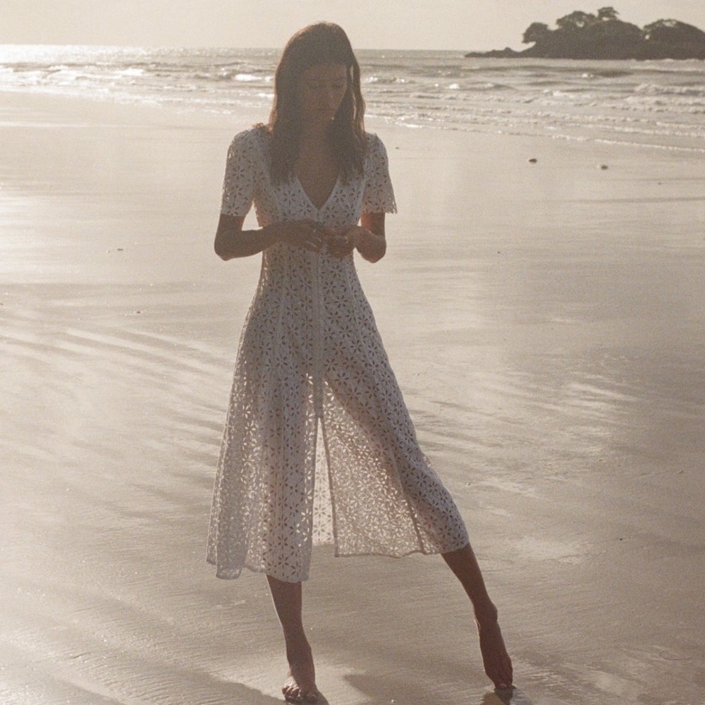 PALM Sophia Button Up White Eyelet Dress Coverup NWT - Picture 5 of 16